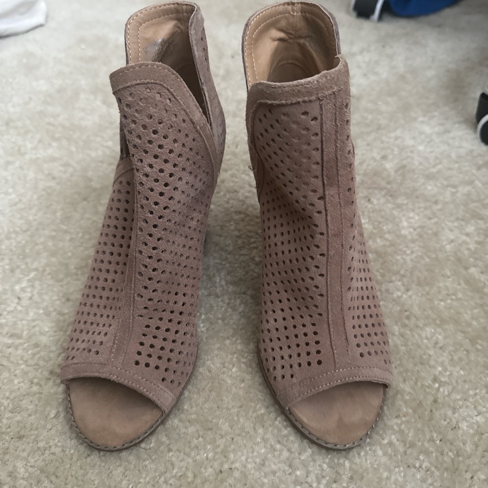 Lucky Brand Taupe Perforated Ankle Booties